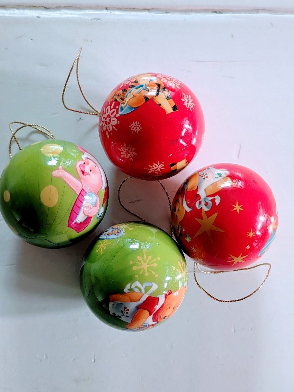 VTG Set of 4 Disney Winnie the Pooh Christmas Ornaments Pooh Tigger Piglet Retro